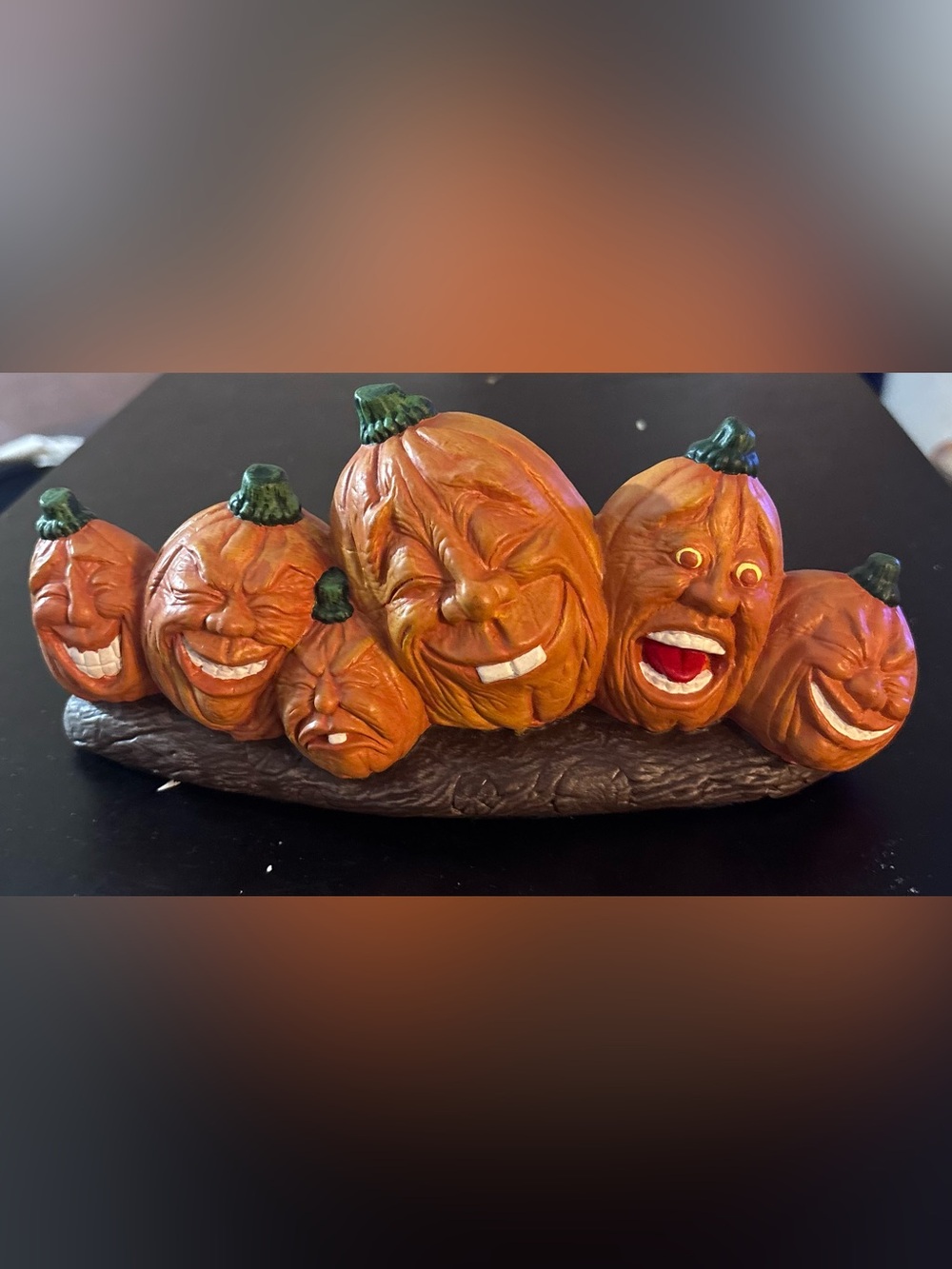Vintage Halloween Pumpkin Figurine Jack O Lantern Funny Silly Faces Fall Decor